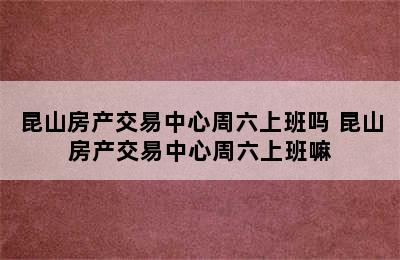 昆山房产交易中心周六上班吗 昆山房产交易中心周六上班嘛